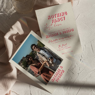 モダン カラフル レトロ ボールド ユニーク フォト ウェディング 招待状