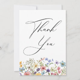 モダン カラフル ワイルドフラワー フラワーブライダルシャワー サンキューカード