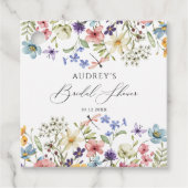 モダン カラフル ワイルドフラワー フラワーブライダルシャワー フェイバータグ (正面)