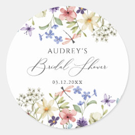 モダン カラフル ワイルドフラワー フラワーブライダルシャワー ラウンドシール