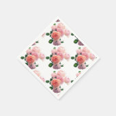 モダン カラフル 水彩 ピンクのバラ テンプレート スタンダードカクテルナプキン (角)