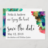 モダン カラフル 水彩 結婚式 2日前のお知らせ セーブザデート (正面/裏面)