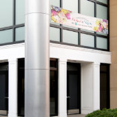 モダン カラフル 水彩 花 ウェディング ウェルカム 横断幕 (ビルの外側)