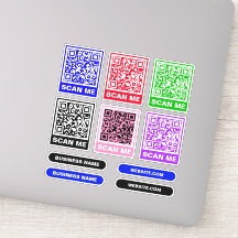 モダン カラフル QR コード - 6 スキャン ステッカー