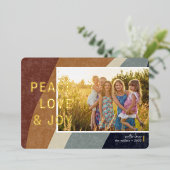 モダン カラー ブロック アースィー フォト ホリゾンタル ゴールド 箔シーズンカード (立ち正面)