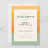 モダン カラー ブロック オレンジ ミント ブライダル シャワー 招待状 (正面)