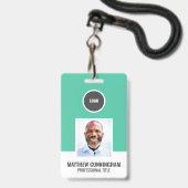 モダン カラー ラウンド ロゴ 従業員名 バーコード バッジ (ストラップ付き表面)