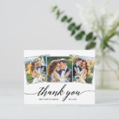 モダン カリグラフィー スクリプト 3 フォト サンクス ポストカード (スタンド正面)