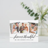 モダン カリグラフィー スクリプト 3 フォト フォーエバー サンクフル ポストカード (スタンド正面)