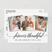 モダン カリグラフィー スクリプト 3 フォト フォーエバー サンクフル ポストカード (正面/裏面)