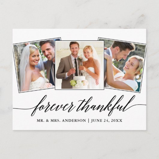 モダン カリグラフィー スクリプト 3 フォト フォーエバー サンクフル ポストカード (正面)