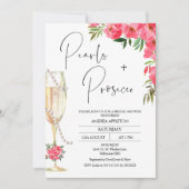 モダン ガラス ピオニー パール プロセッコ ブライダル シャワー 招待状 (正面)