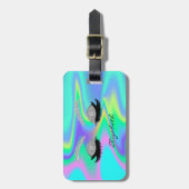 モダン,ガーリーグリッターラフェイクッシュ,ホログラフィック ラゲッジタグ (正面縦)