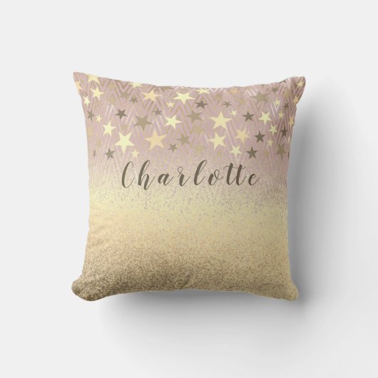 モダン ガーリー グリッター ローズゴールド クッション (正面)