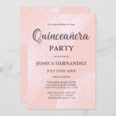 モダン ガーリー ピンク グリッター ジオメトリック キンセアニエラ 招待状 (正面/裏面)