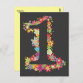 モダン ガーリー ユニーク ナンバー1 デザイナー フラワーズ カード (正面/裏面)