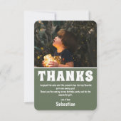 モダン キッズ フォト バースデー | グリーン サンクス カード (正面)