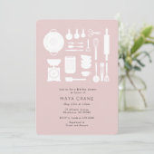 モダン キッチン シャワー ピンク ブライダル シャワー 招待状 (スタンド正面)