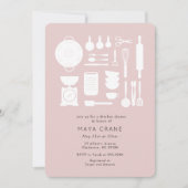 モダン キッチン シャワー ピンク ブライダル シャワー 招待状 (正面)