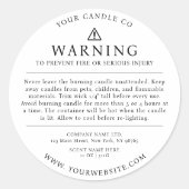 モダン キャンドル パッケージ 警告ラベル 白 ラウンドシール (正面)