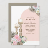 モダン キャンドル ボーホー アーチ ウェディング インビテーション (正面/裏面)