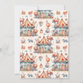 モダン キュート サーカス カーニバル フェスティバル ファースト バースデー 招待状 (裏面)