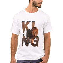 モダン キング ライオン グラフィックTシャツ - 太字タイポグラフィ