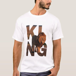 モダン キング ライオン グラフィックTシャツ - 太字タイポグラフィ Tシャツ