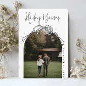 モダン クィルキー 手描き リボン ブラック フォト ウェディング セーブザデート