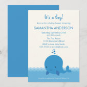 モダン クジラ ベイビーシャワー 招待状 - 男の子 (正面/裏面)