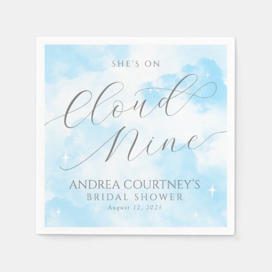 モダン クラウド ナイン 夢のようなパステル ブルー ブライダル シャワー スタンダードカクテルナプキン (正面)