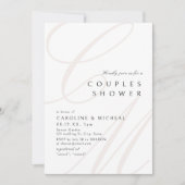 モダン クラシック エレガンス カリグラフィー カップル シャワー 招待状 (正面)