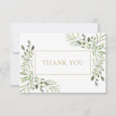 モダン クラシック エレガント グリー ネイチャー ゴールド サンキューカード (正面)