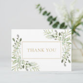 モダン クラシック エレガント グリー ネイチャー ゴールド サンキューカード (スタンド正面)