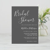 モダン クラシック グレー フォト ブライダル シャワー 招待状 (スタンド正面)