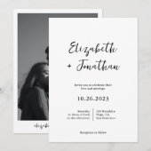 モダン クラシック スクリプト フォト シンプル ウェディング 招待状 (正面/裏面)