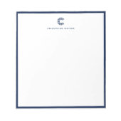 モダン クラシック ネイビーブルー ボーダー オーダーメイド ステーショナリー ノートパッド (正面)