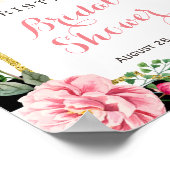 モダン クラシック ピンク フラワーブライダルシャワー サイン (角)