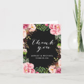 モダン クラシック ピンク フローラル リース サンクス サンキューカード (正面)