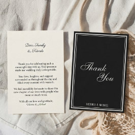 モダン・クラシック ブラックアイボリー 高級感漂う 結婚式 サンキューカード