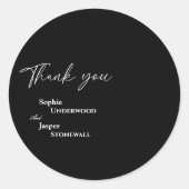 モダン クラシック ブラック ウェディング サンクス スティッカー ラウンドシール (正面)