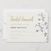 モダン クラシック ブラック ホワイト オーキッド ブライダル ブランチ 招待状 (正面)