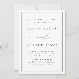 モダン クラシック 白黒 縦線 結婚式 招待状