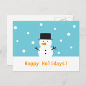 モダン、クリスマスのためのかわいい雪だるま シーズンポストカード (正面/裏面)
