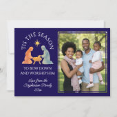 モダン クリスマスの時期 ファミリーフォト シーズンカード (正面)