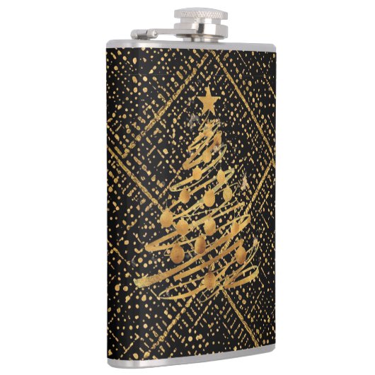 モダン, クリスマスツリー, ブラックゴールドクロスパターン フラスク (右)