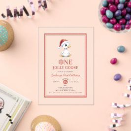 モダン クリスマス ファーストバースデー おめでとう ガチョウ アクリル招待状