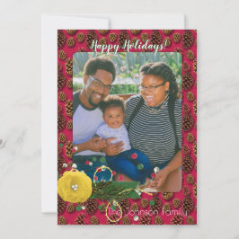 モダン クリスマス ホリデー フォト メッセージ 松かさ