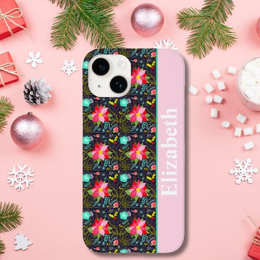 モダン クリスマス ポインセチア パターン Case-Mate iPhoneケース