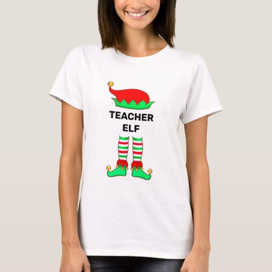 モダン クリスマス 先生 エルフ Tシャツ (正面)